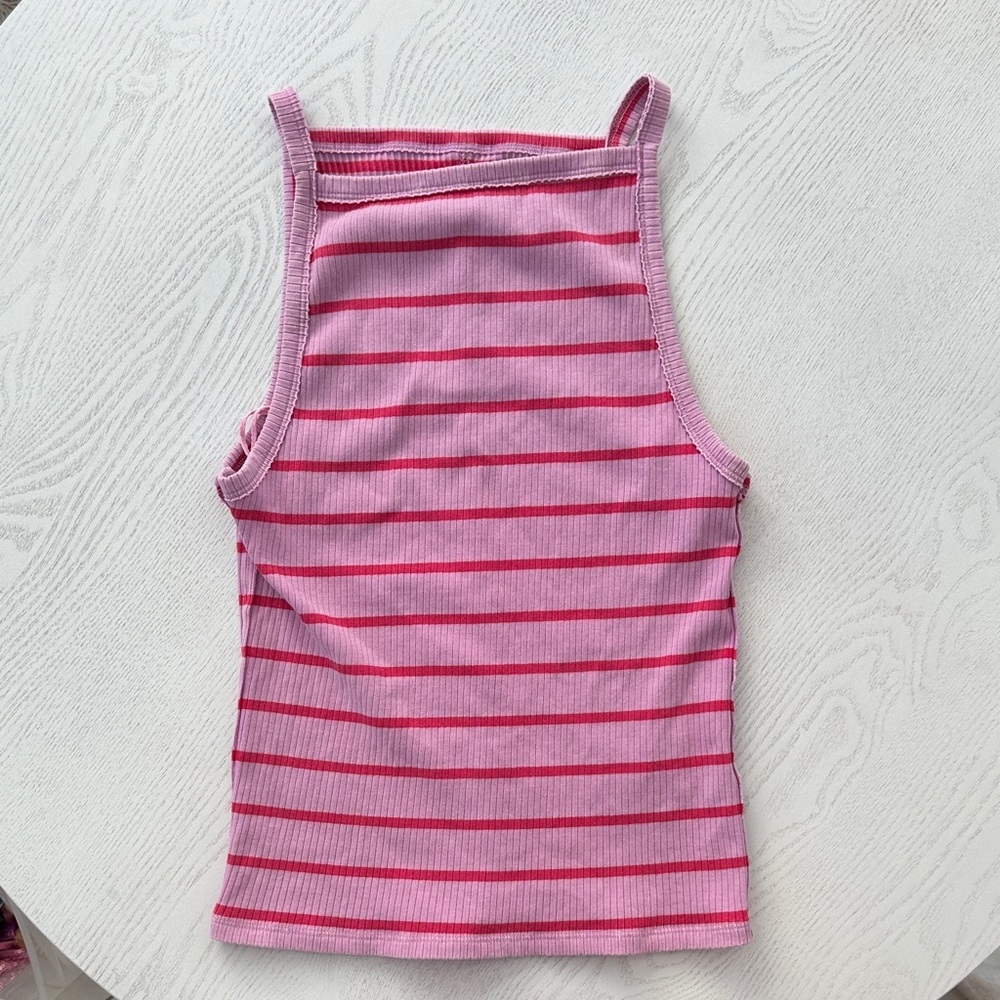 We The Free Pink and Red Striped Tank Top